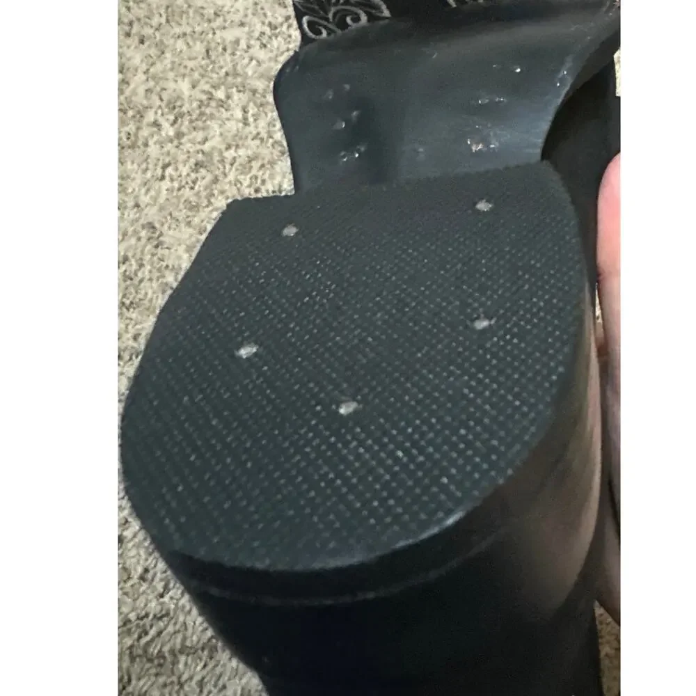 Stephy Women's Embroidered Crazy Black Square Toe Boot Size 7.5 New No Box